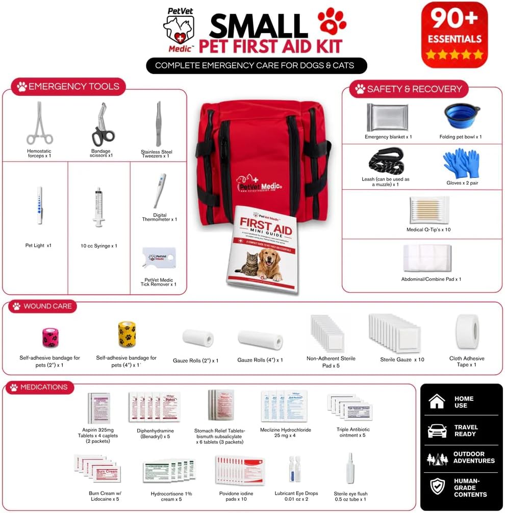 Cat & Dog First Aid Kit with Thermometer & Bandages (Medium)