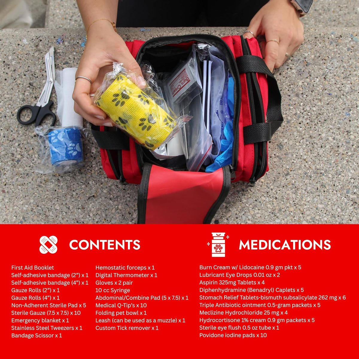 Cat & Dog First Aid Kit with Thermometer & Bandages (Medium)