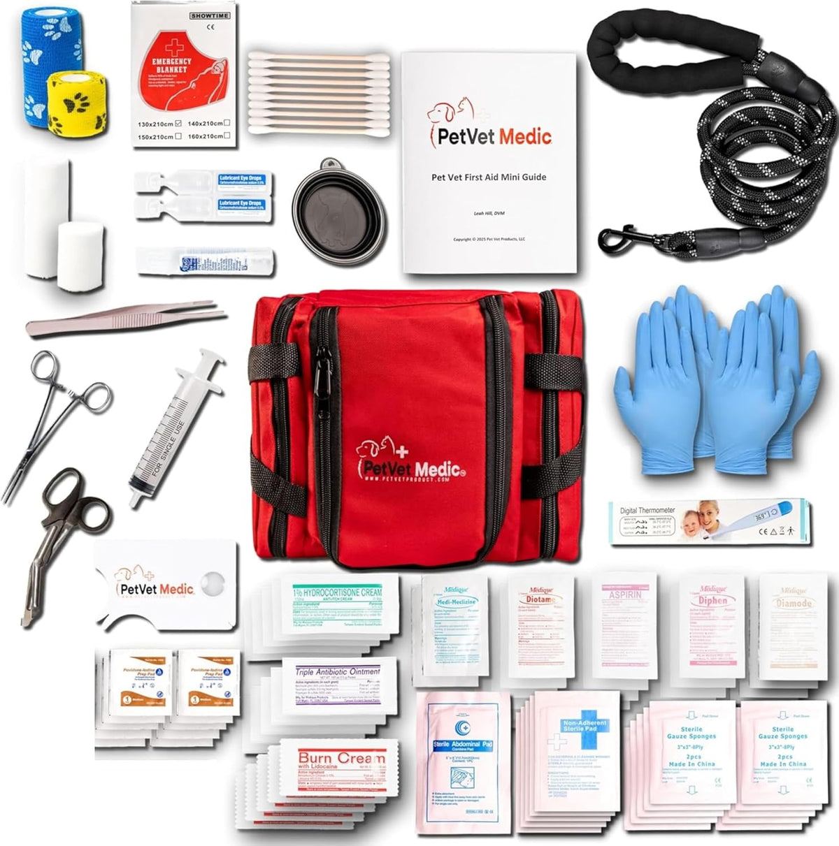 Cat & Dog First Aid Kit with Thermometer & Bandages (Medium)