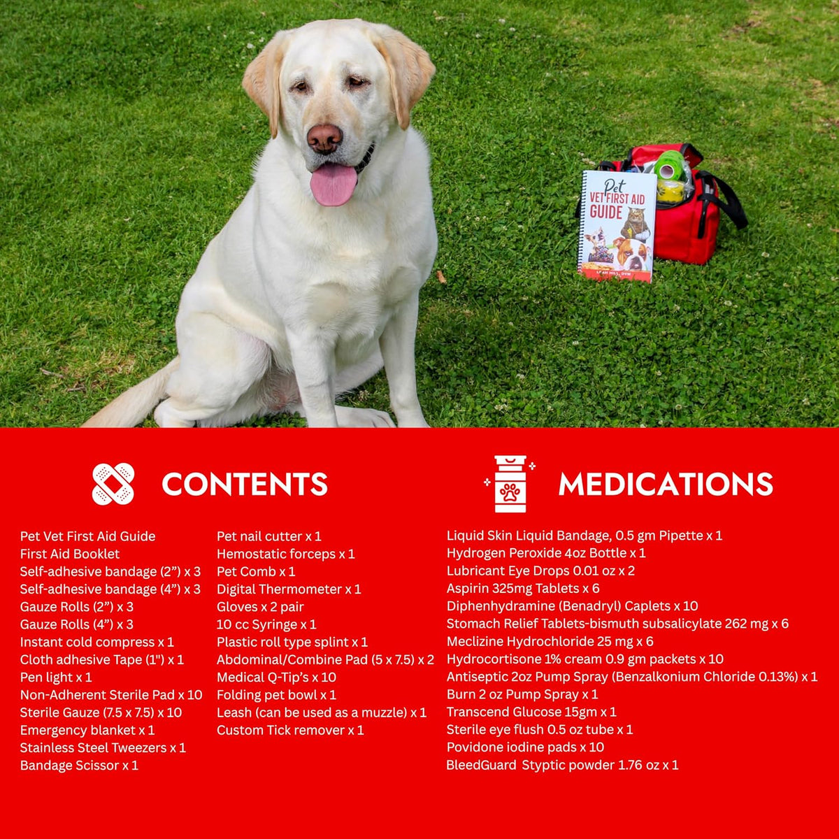Cat & Dog First Aid Kit with Thermometer & Bandages (Medium)