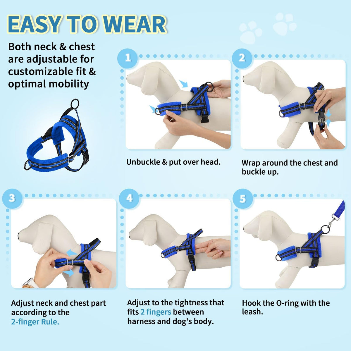 Small Dog Harness and Leash Set, No Pull Soft Padded Vest
