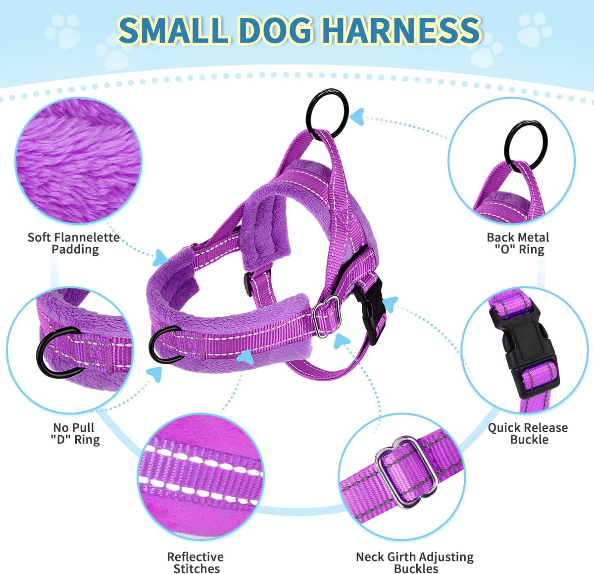 Small Dog Harness and Leash Set, No Pull Soft Padded Vest