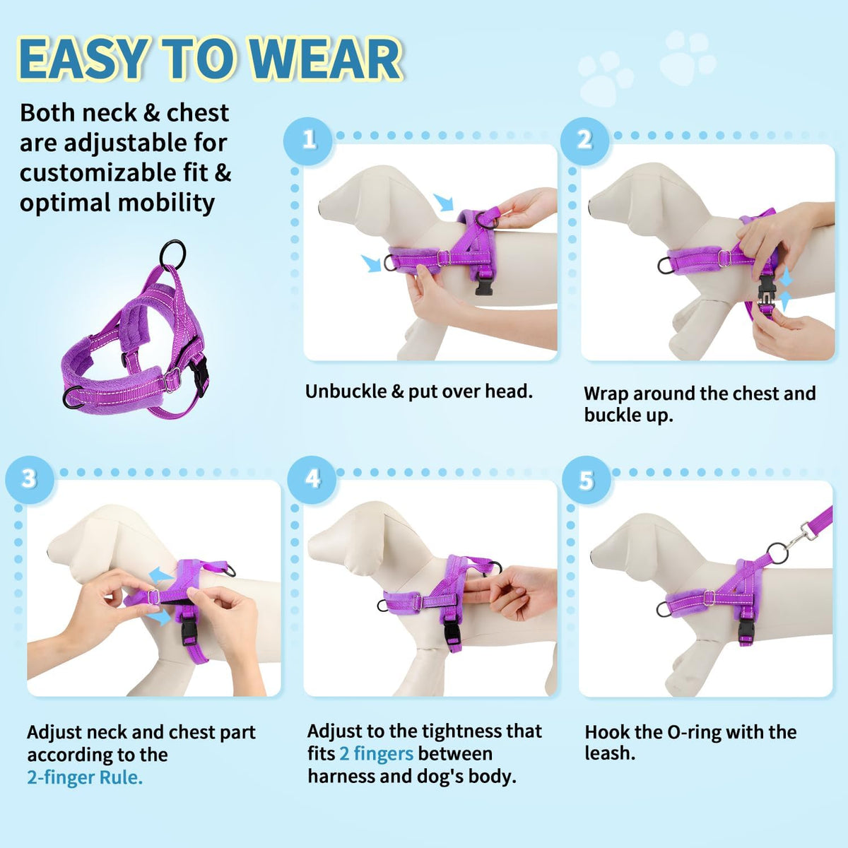 Small Dog Harness and Leash Set, No Pull Soft Padded Vest