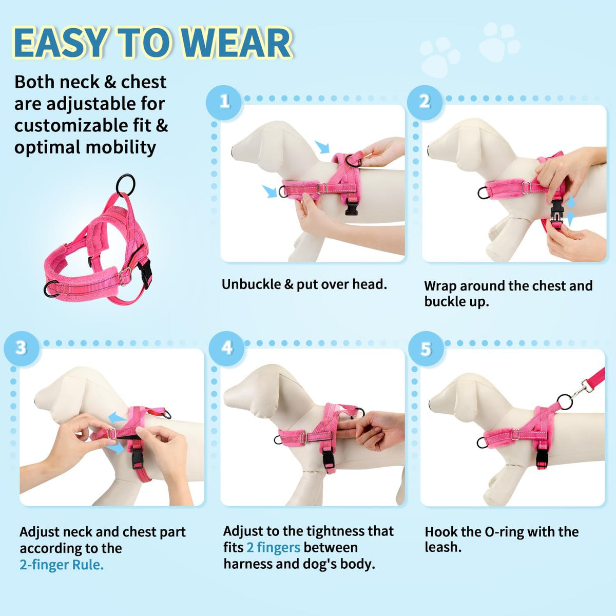 Small Dog Harness and Leash Set, No Pull Soft Padded Vest