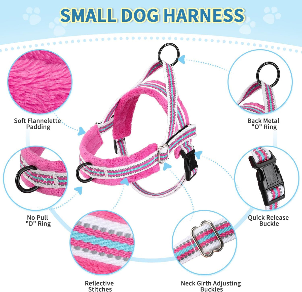 Small Dog Harness and Leash Set, No Pull Soft Padded Vest