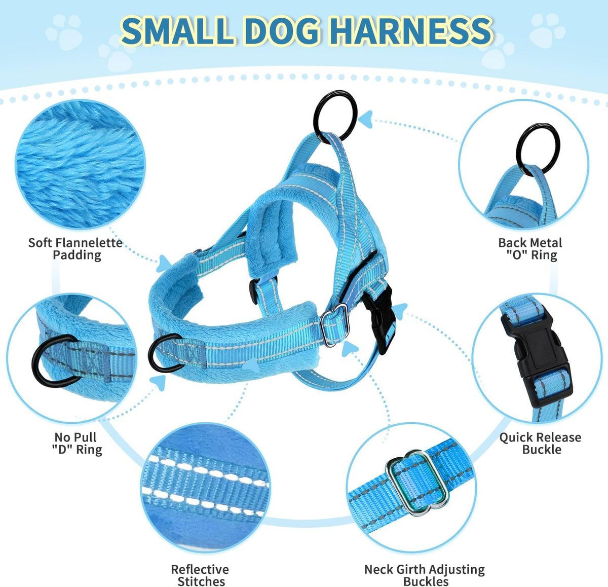 Small Dog Harness and Leash Set, No Pull Soft Padded Vest