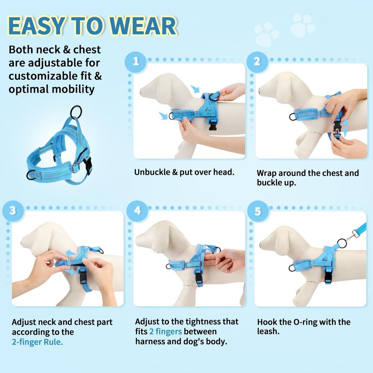 Small Dog Harness and Leash Set, No Pull Soft Padded Vest