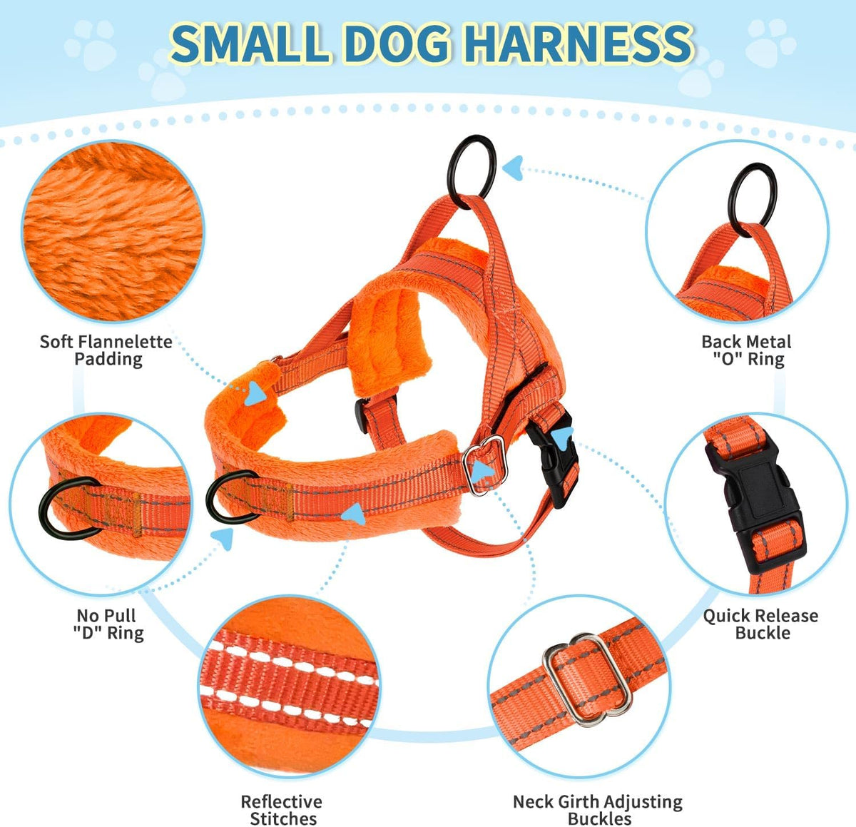 Small Dog Harness and Leash Set, No Pull Soft Padded Vest