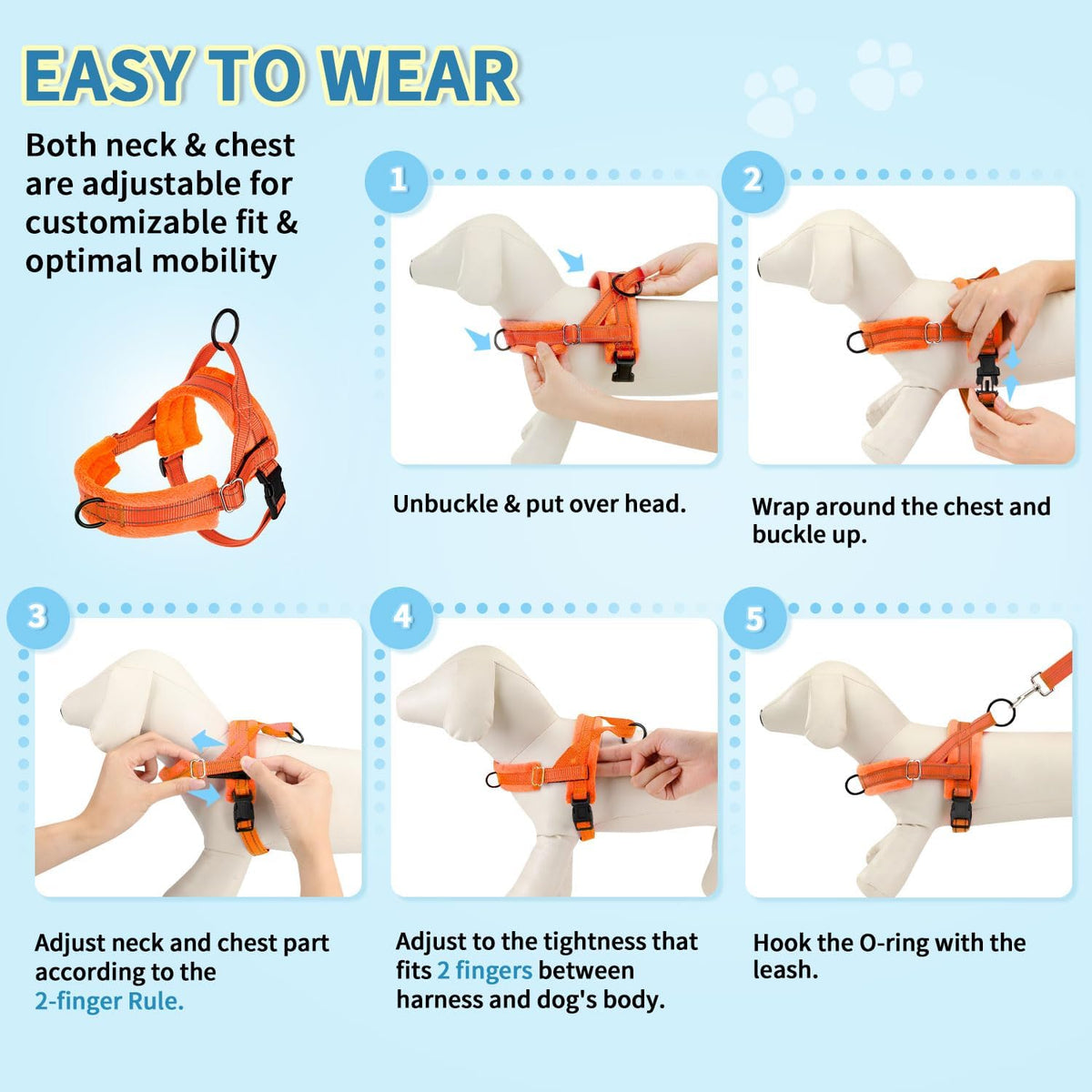 Small Dog Harness and Leash Set, No Pull Soft Padded Vest