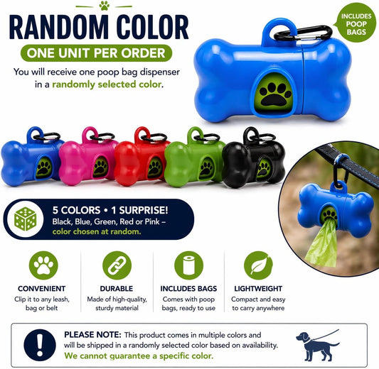 Dog Poop Bag Dispenser with Leash Clip, Portable & Leak-Proof Waste Bag Holder for Dogs, Durable Lightweight Design, Easy Pull Opening, Includes 1 Roll, Ideal for Walking & Travel.