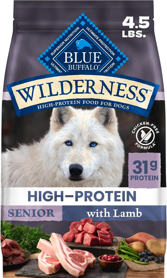 Blue Buffalo Wilderness Lamb & Wholesome Grains Senior Dry Dog Food, 4.5 lb