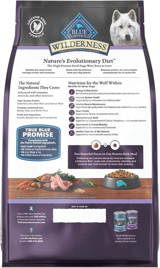 Blue Buffalo Wilderness Lamb & Wholesome Grains Senior Dry Dog Food, 4.5 lb
