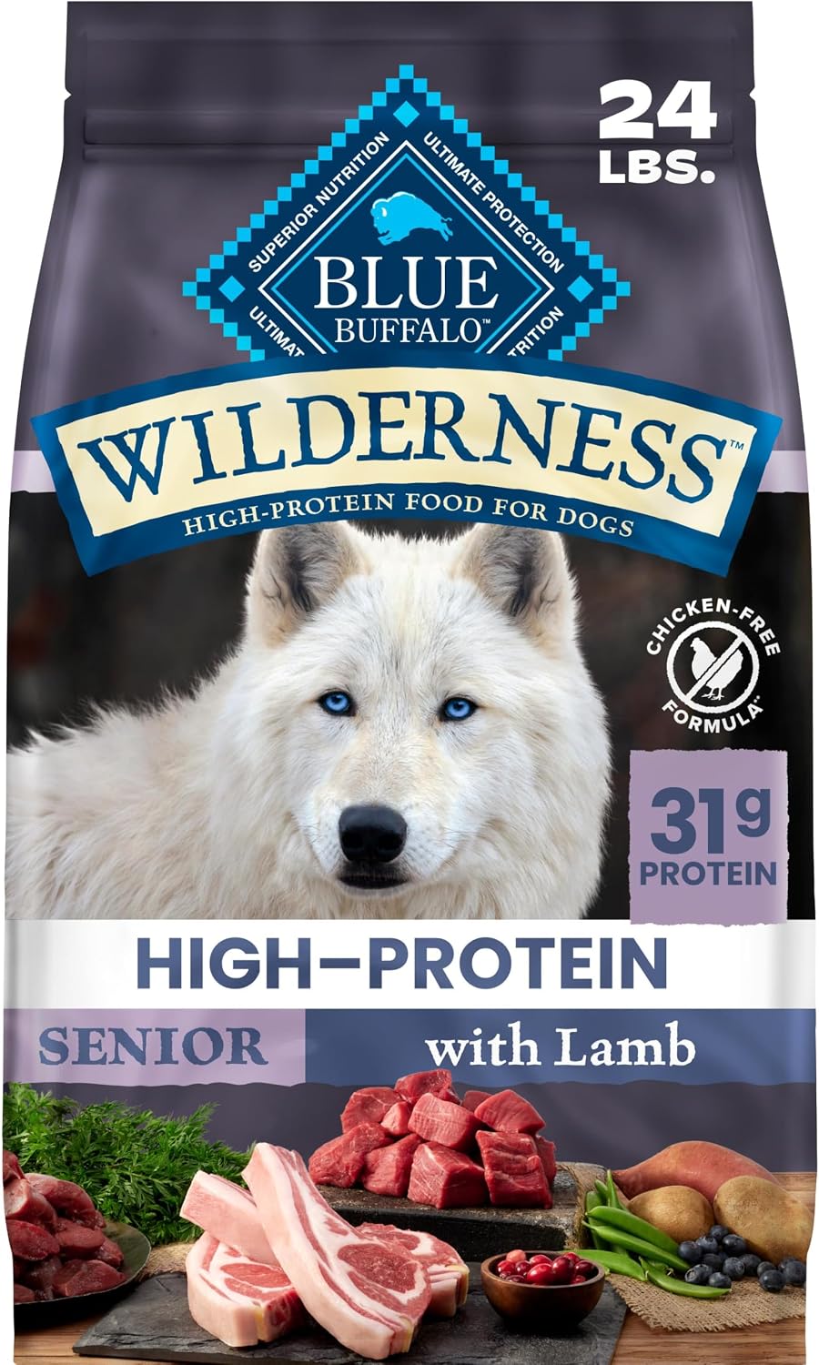 Blue Buffalo Wilderness Lamb & Wholesome Grains Senior Dry Dog Food, 4.5 lb