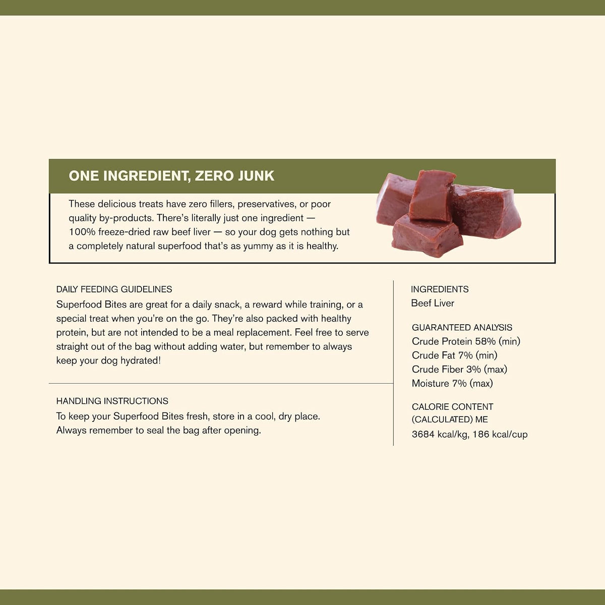 Superfood Bite Freeze-Dried Beef Liver Dog Treats, 4 oz