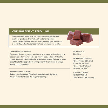 Superfood Bite Freeze-Dried Beef Liver Dog Treats, 4 oz