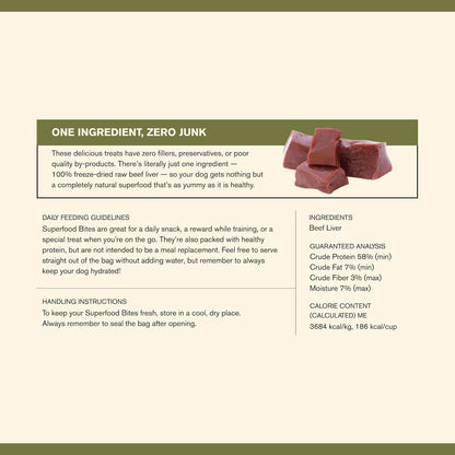Superfood Bite Freeze-Dried Beef Liver Dog Treats, 4 oz