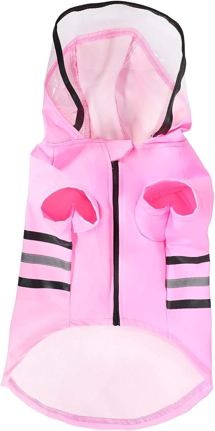 Reflective Dog Raincoat Dog Rain Jacket with Hood Lightweight Waterproof Rain Coat for Puppies (Blue M)