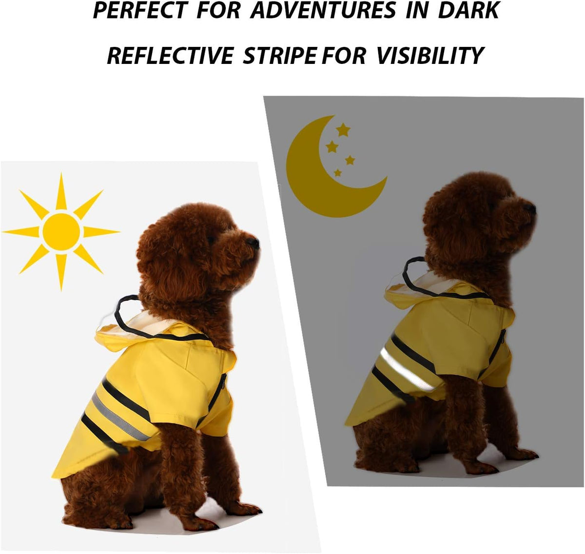 Reflective Dog Raincoat Dog Rain Jacket with Hood Lightweight Waterproof Rain Coat for Puppies (Blue M)