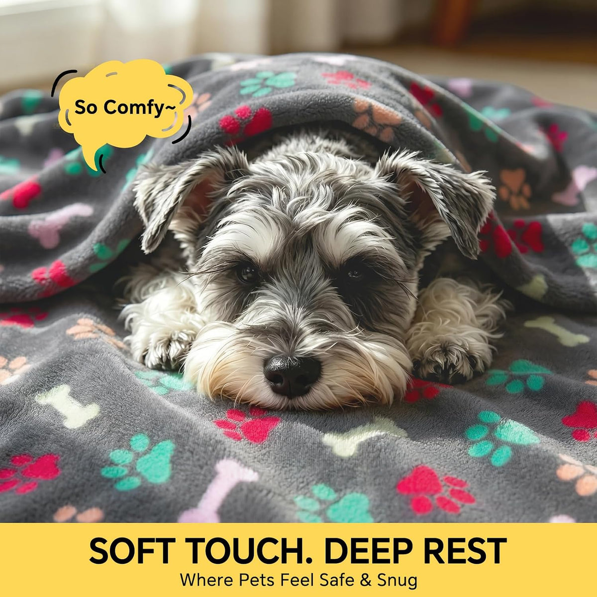 1 Pack 3 Blankets Fluffy Premium Fleece Pet Blanket Flannel Paw Printed Throw for Dog Cat(Small 23x16'', Grey/Brown/Blue)