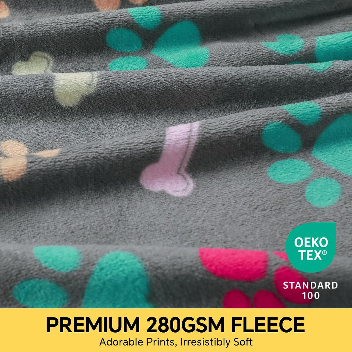 1 Pack 3 Blankets Fluffy Premium Fleece Pet Blanket Flannel Paw Printed Throw for Dog Cat(Small 23x16'', Grey/Brown/Blue)