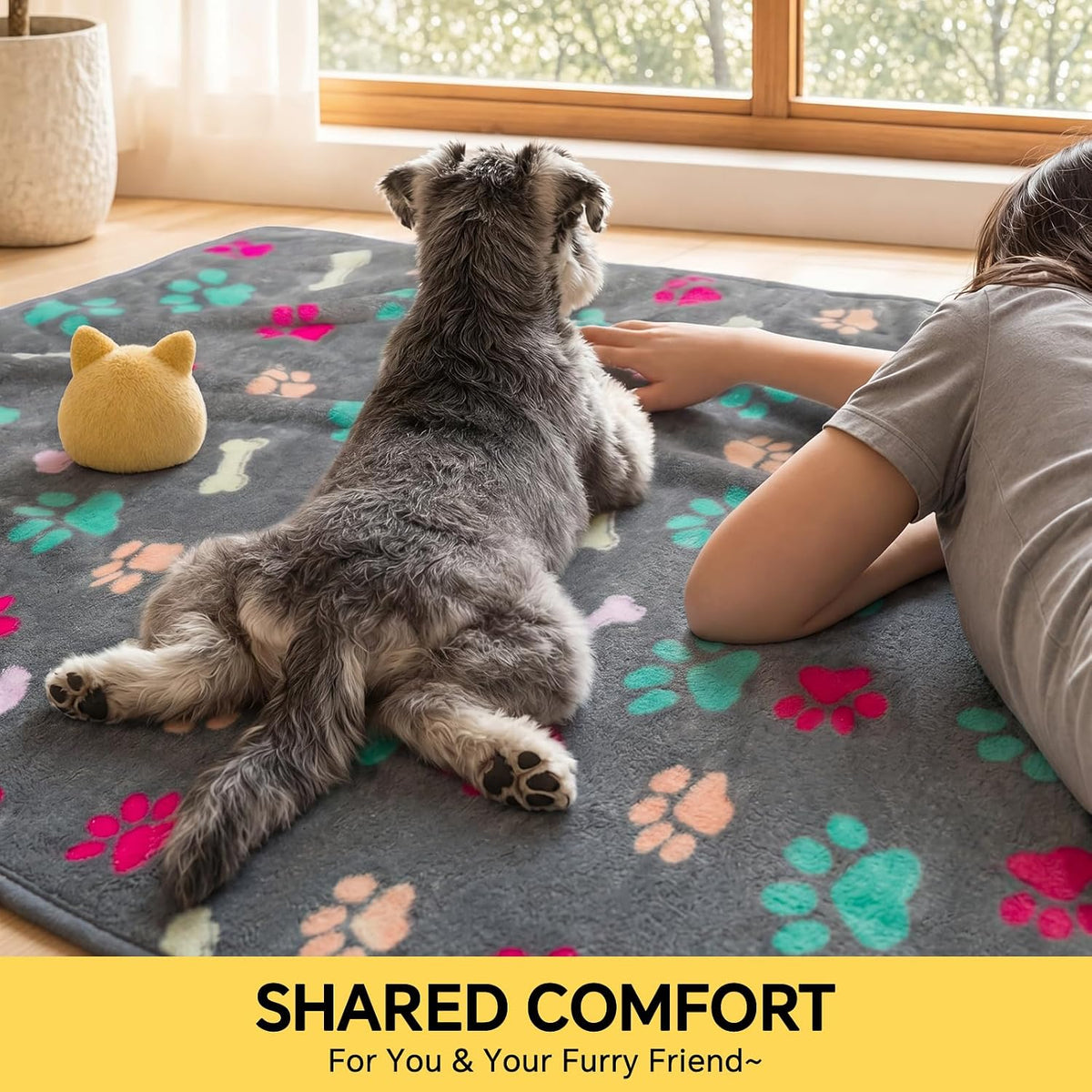 1 Pack 3 Blankets Fluffy Premium Fleece Pet Blanket Flannel Paw Printed Throw for Dog Cat(Small 23x16'', Grey/Brown/Blue)