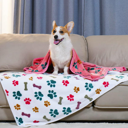1 Pack 3 Blankets Fluffy Premium Fleece Pet Blanket Flannel Paw Printed Throw for Dog Cat(Small 23x16'', Grey/Brown/Blue)
