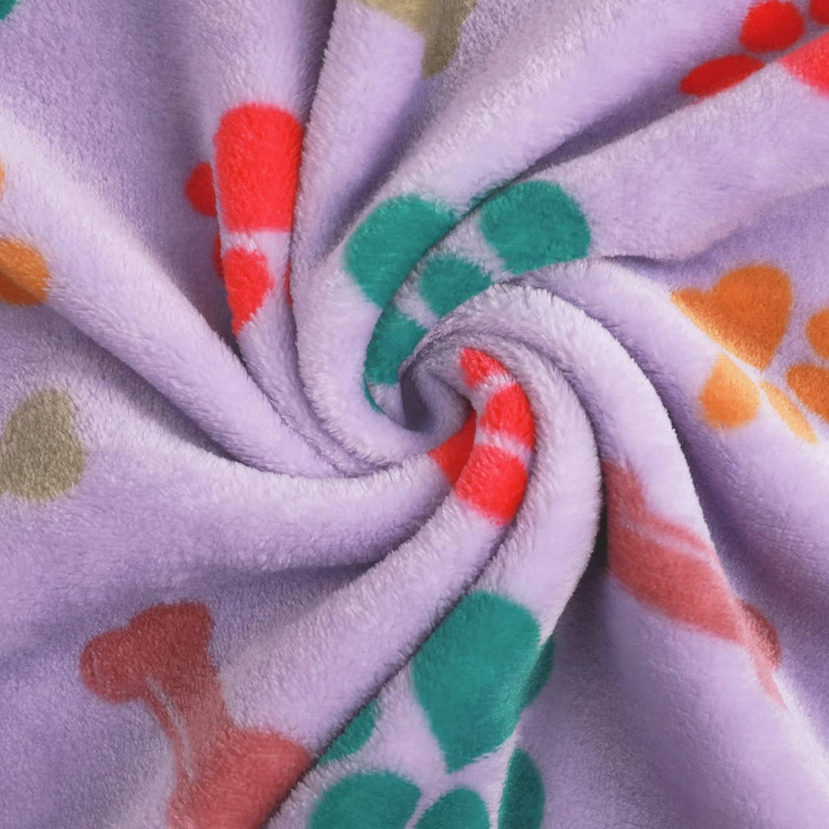 1 Pack 3 Blankets Fluffy Premium Fleece Pet Blanket Flannel Paw Printed Throw for Dog Cat(Small 23x16'', Grey/Brown/Blue)