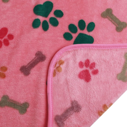 1 Pack 3 Blankets Fluffy Premium Fleece Pet Blanket Flannel Paw Printed Throw for Dog Cat(Small 23x16'', Grey/Brown/Blue)