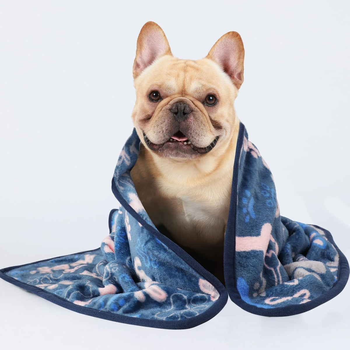 1 Pack 3 Blankets Fluffy Premium Fleece Pet Blanket Flannel Paw Printed Throw for Dog Cat(Small 23x16'', Grey/Brown/Blue)