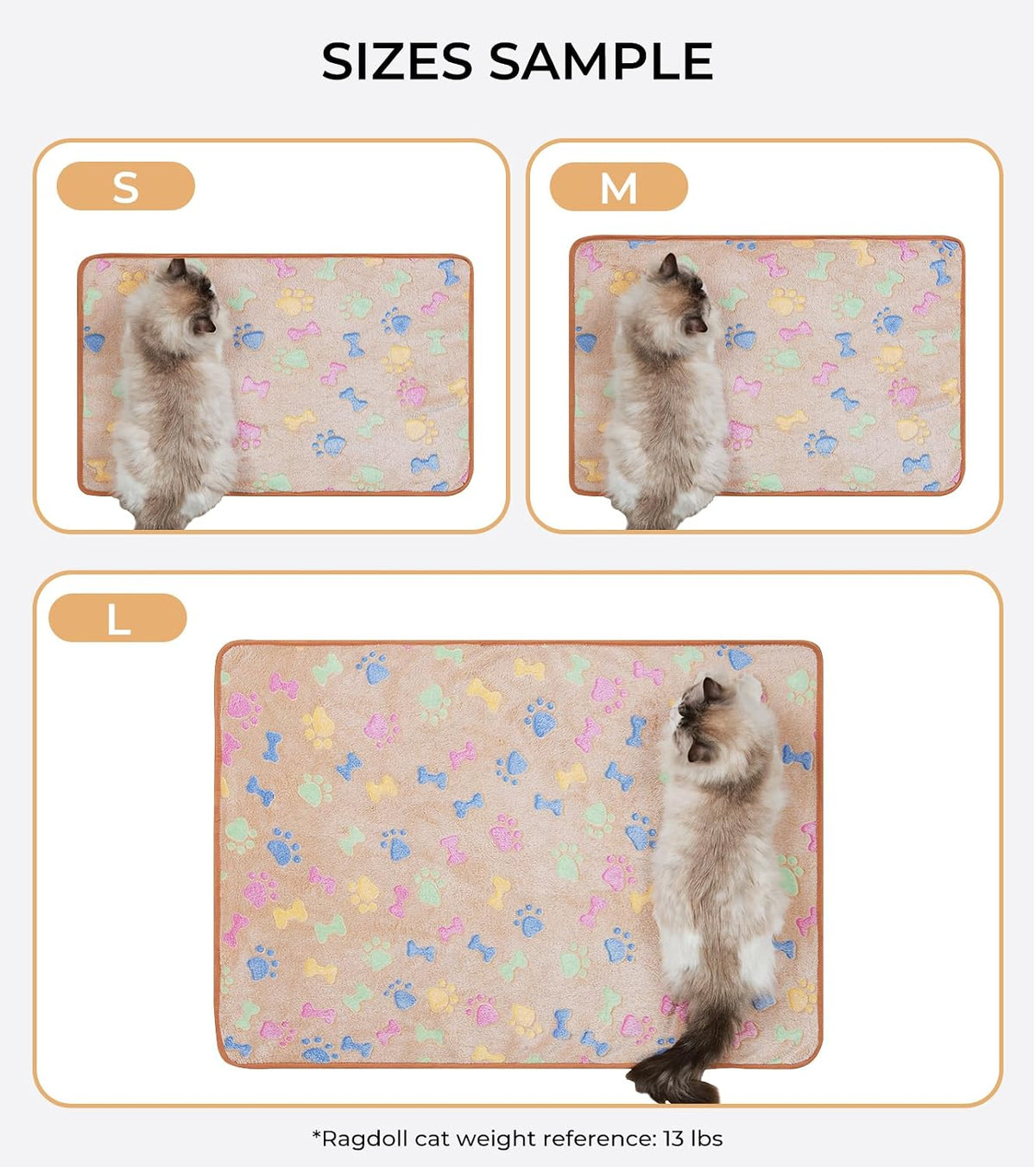 1 Pack 3 Blankets Fluffy Premium Fleece Pet Blanket Flannel Paw Printed Throw for Dog Cat(Small 23x16'', Grey/Brown/Blue)
