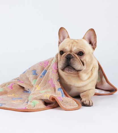 1 Pack 3 Blankets Fluffy Premium Fleece Pet Blanket Flannel Paw Printed Throw for Dog Cat(Small 23x16'', Grey/Brown/Blue)