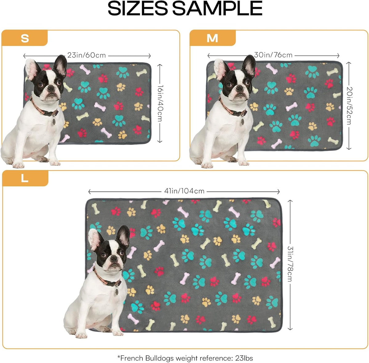 1 Pack 3 Blankets Fluffy Premium Fleece Pet Blanket Flannel Paw Printed Throw for Dog Cat(Small 23x16'', Grey/Brown/Blue)
