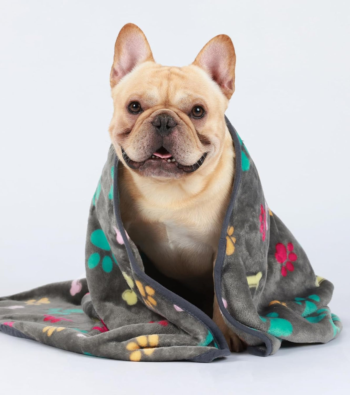 1 Pack 3 Blankets Fluffy Premium Fleece Pet Blanket Flannel Paw Printed Throw for Dog Cat(Small 23x16'', Grey/Brown/Blue)