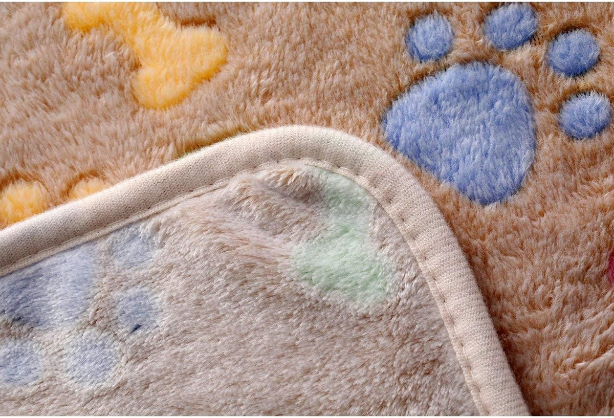 1 Pack 3 Blankets Fluffy Premium Fleece Pet Blanket Flannel Paw Printed Throw for Dog Cat(Small 23x16'', Grey/Brown/Blue)