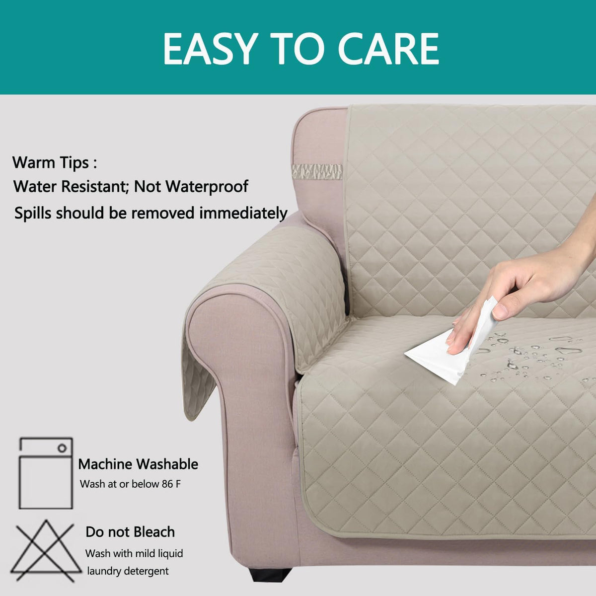 Reversible Sofa Cover Couch Cover for Dogs, Coffee/Beige | 68''Sofa Mat Washable, Pet Friendly, Elastic Straps, Water Repellent, Furniture Protector for 3 Cushion Couch - Colors A