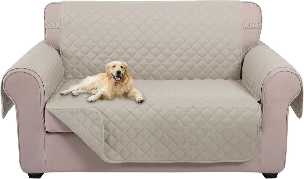 Reversible Sofa Cover Couch Cover for Dogs, Coffee/Beige | 68''Sofa Mat Washable, Pet Friendly, Elastic Straps, Water Repellent, Furniture Protector for 3 Cushion Couch - Colors A