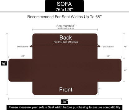 Reversible Sofa Cover Couch Cover for Dogs, Coffee/Beige | 68''Sofa Mat Washable, Pet Friendly, Elastic Straps, Water Repellent, Furniture Protector for 3 Cushion Couch - Colors A
