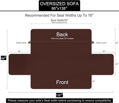Reversible Sofa Cover Couch Cover for Dogs, Coffee/Beige | 68''Sofa Mat Washable, Pet Friendly, Elastic Straps, Water Repellent, Furniture Protector for 3 Cushion Couch - Colors A