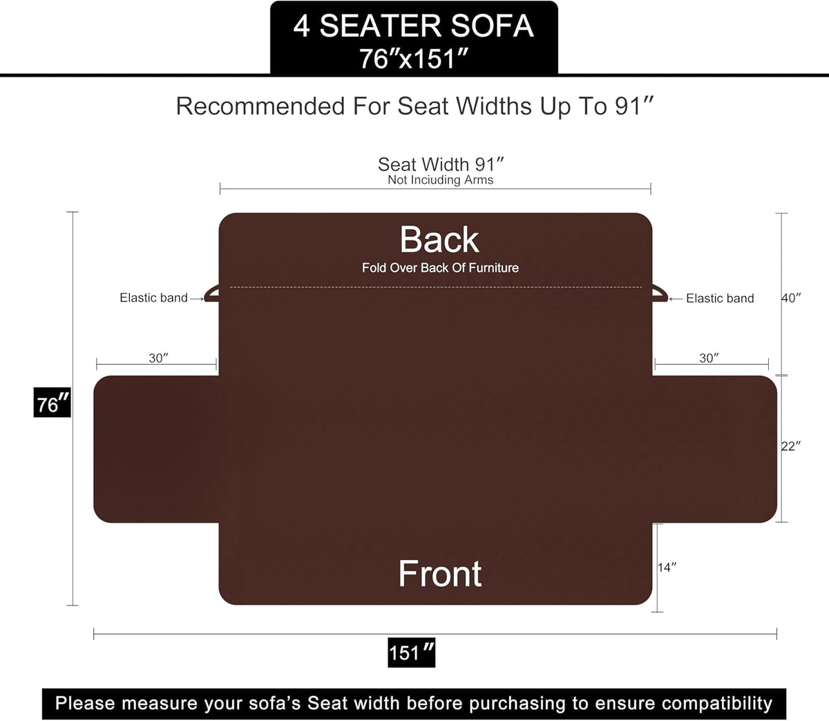 Reversible Sofa Cover Couch Cover for Dogs, Coffee/Beige | 68''Sofa Mat Washable, Pet Friendly, Elastic Straps, Water Repellent, Furniture Protector for 3 Cushion Couch - Colors A