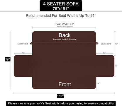Reversible Sofa Cover Couch Cover for Dogs, Coffee/Beige | 68''Sofa Mat Washable, Pet Friendly, Elastic Straps, Water Repellent, Furniture Protector for 3 Cushion Couch - Colors A