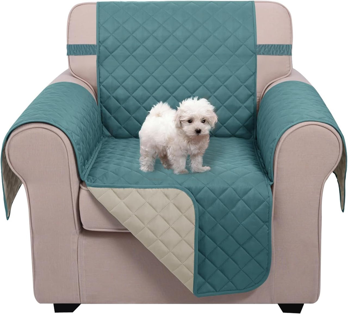 Reversible Sofa Cover Couch Cover for Dogs, Coffee/Beige | 68''Sofa Mat Washable, Pet Friendly, Elastic Straps, Water Repellent, Furniture Protector for 3 Cushion Couch - Colors A
