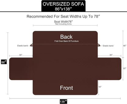 Reversible Sofa Cover Couch Cover for Dogs, Coffee/Beige | 68''Sofa Mat Washable, Pet Friendly, Elastic Straps, Water Repellent, Furniture Protector for 3 Cushion Couch - Colors A