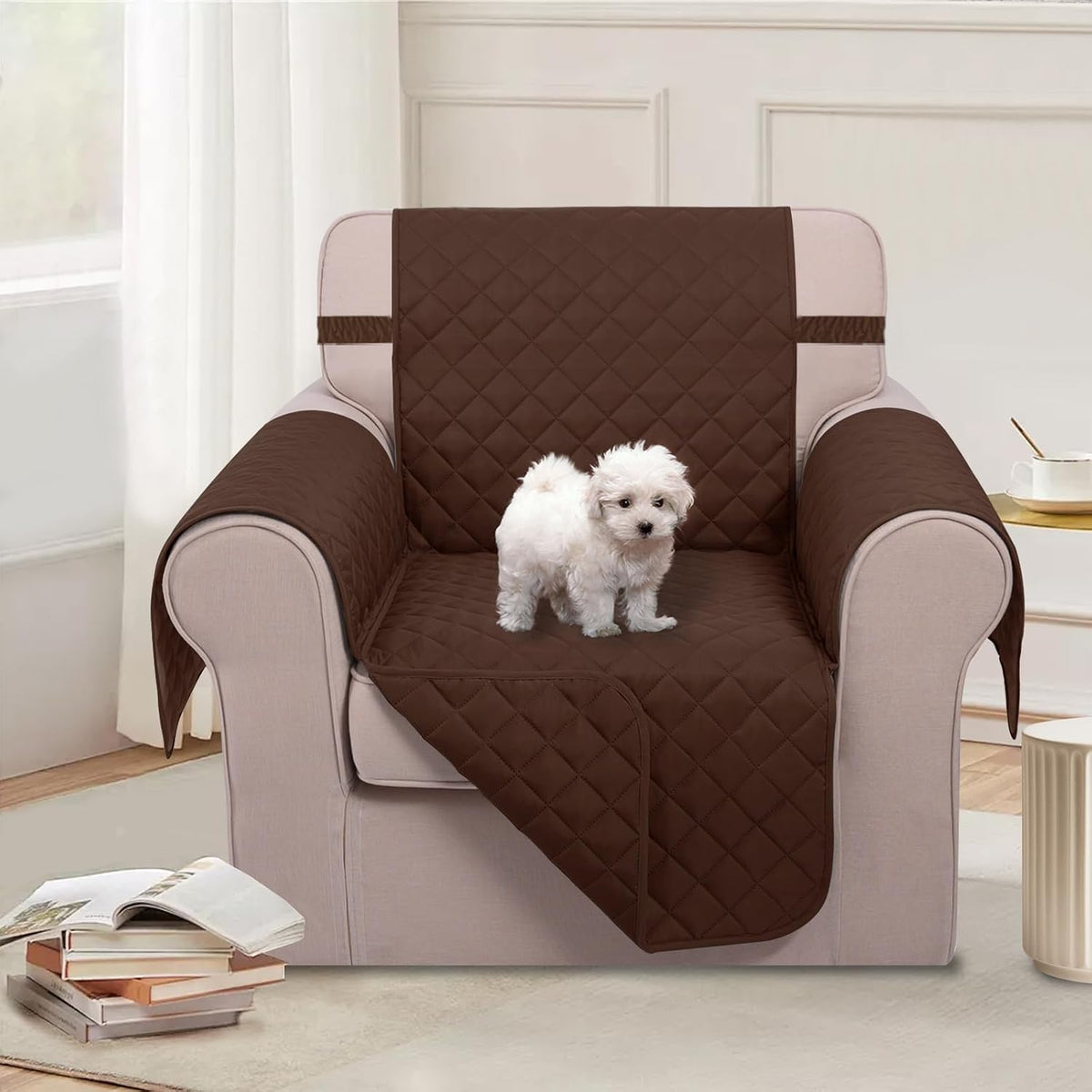 Reversible Sofa Cover Couch Cover for Dogs, Coffee/Beige | 68''Sofa Mat Washable, Pet Friendly, Elastic Straps, Water Repellent, Furniture Protector for 3 Cushion Couch - Colors A