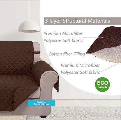 Reversible Sofa Cover Couch Cover for Dogs, Coffee/Beige | 68''Sofa Mat Washable, Pet Friendly, Elastic Straps, Water Repellent, Furniture Protector for 3 Cushion Couch - Colors A