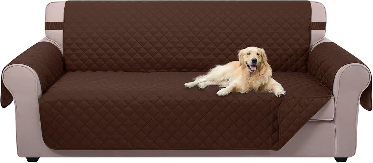 Reversible Sofa Cover Couch Cover for Dogs, Coffee/Beige | 68''Sofa Mat Washable, Pet Friendly, Elastic Straps, Water Repellent, Furniture Protector for 3 Cushion Couch - Colors A
