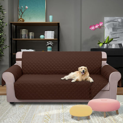 Reversible Sofa Cover Couch Cover for Dogs, Coffee/Beige | 68''Sofa Mat Washable, Pet Friendly, Elastic Straps, Water Repellent, Furniture Protector for 3 Cushion Couch - Colors A