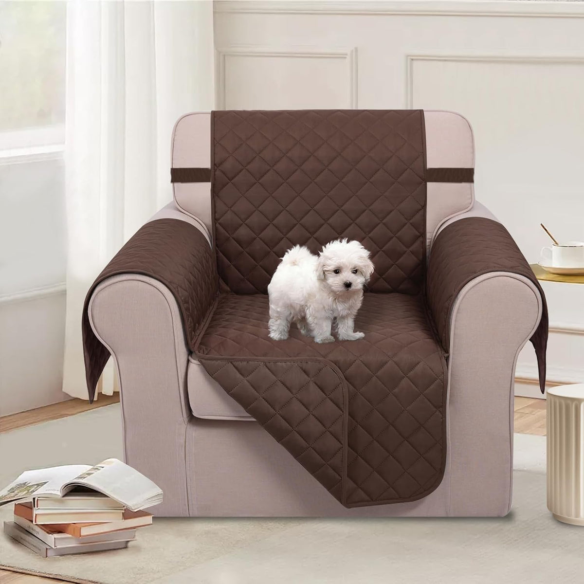 Reversible Sofa Cover Couch Cover for Dogs, Coffee/Beige | 68''Sofa Mat Washable, Pet Friendly, Elastic Straps, Water Repellent, Furniture Protector for 3 Cushion Couch - Colors A