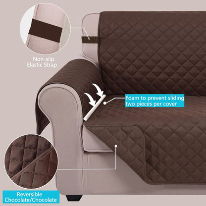 Reversible Sofa Cover Couch Cover for Dogs, Coffee/Beige | 68''Sofa Mat Washable, Pet Friendly, Elastic Straps, Water Repellent, Furniture Protector for 3 Cushion Couch - Colors A