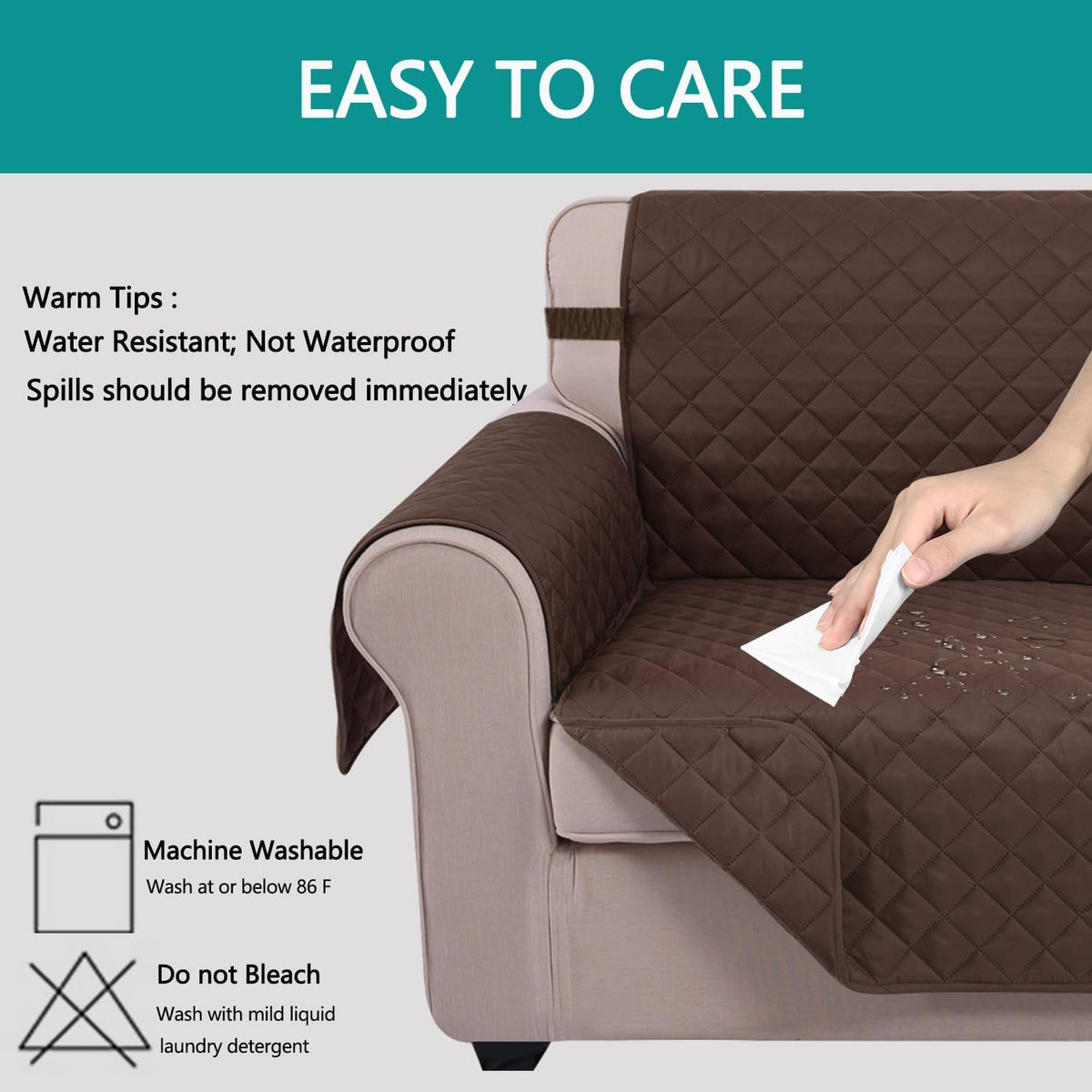 Reversible Sofa Cover Couch Cover for Dogs, Coffee/Beige | 68''Sofa Mat Washable, Pet Friendly, Elastic Straps, Water Repellent, Furniture Protector for 3 Cushion Couch - Colors A