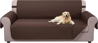 Reversible Sofa Cover Couch Cover for Dogs, Coffee/Beige | 68''Sofa Mat Washable, Pet Friendly, Elastic Straps, Water Repellent, Furniture Protector for 3 Cushion Couch - Colors A